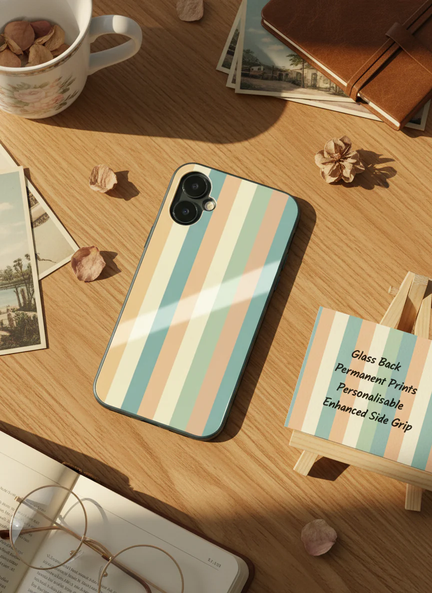 Abstract strips Premium Glass Back Cover For iPhone 11-17 Models - Image 11