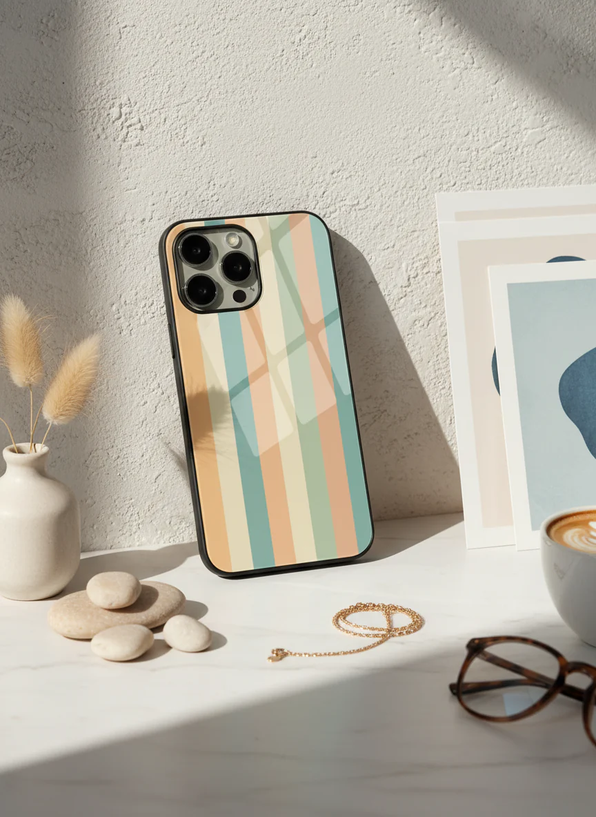 Abstract strips Premium Glass Back Cover For iPhone 11-17 Models - Image 12