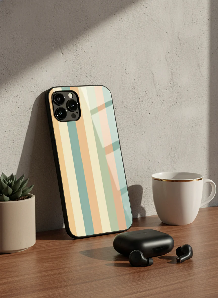 Abstract strips Premium Glass Back Cover For iPhone 11-17 Models - Image 14