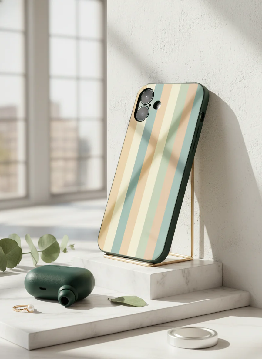 Abstract strips Premium Glass Back Cover For iPhone 11-17 Models - Image 15