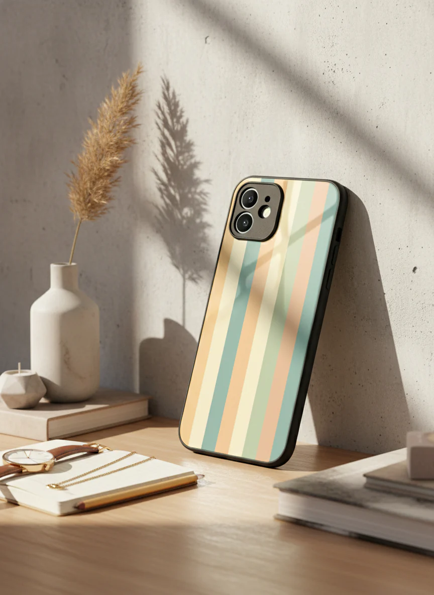 Abstract strips Premium Glass Back Cover For iPhone 11-17 Models - Image 3