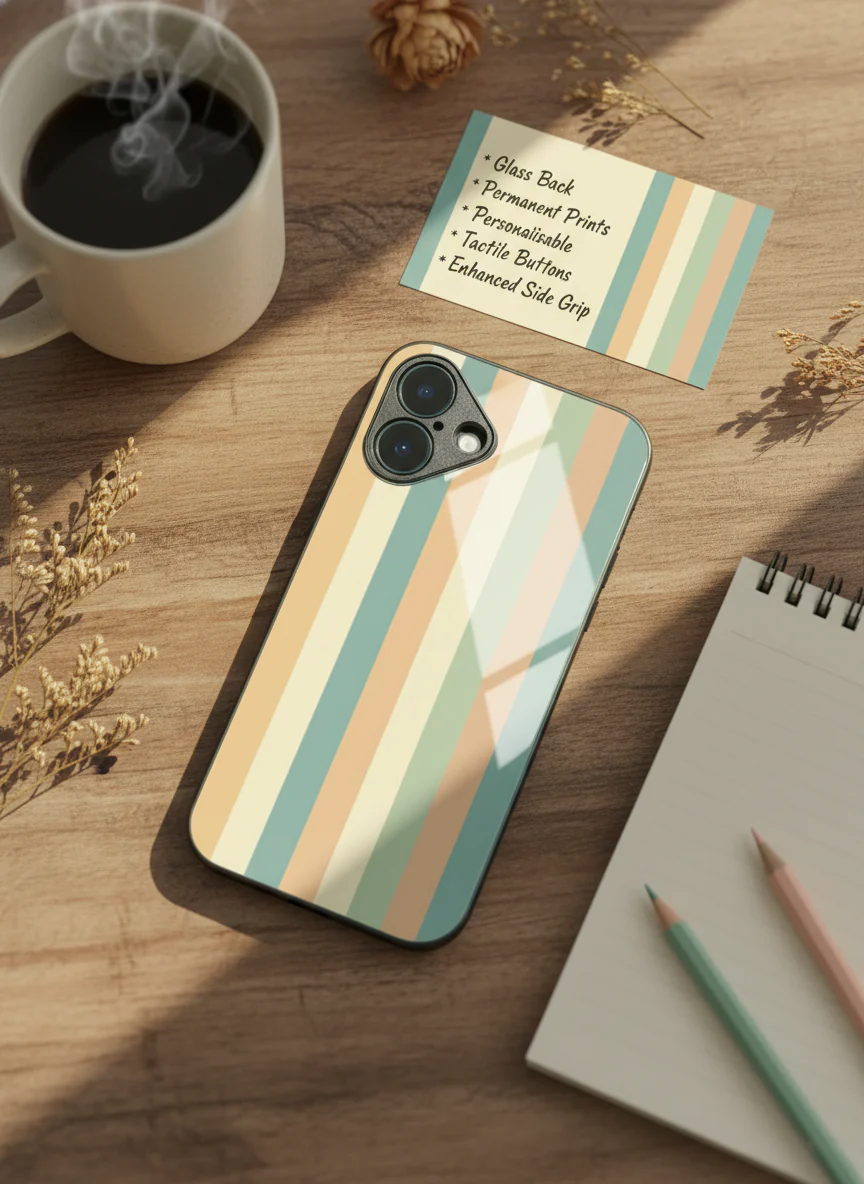 Abstract strips Premium Glass Back Cover For iPhone 11-17 Models - Image 5