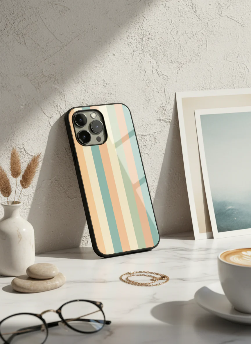 Abstract strips Premium Glass Back Cover For iPhone 11-17 Models - Image 6