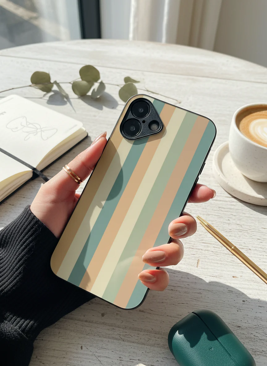 Abstract strips Premium Glass Back Cover For iPhone 11-17 Models - Image 7