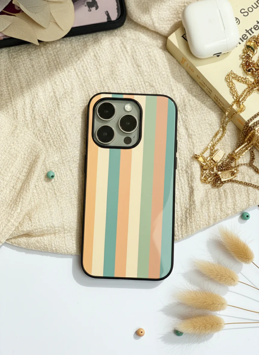 Abstract strips Premium Glass Back Cover For iPhone 11-17 Models - Image 8