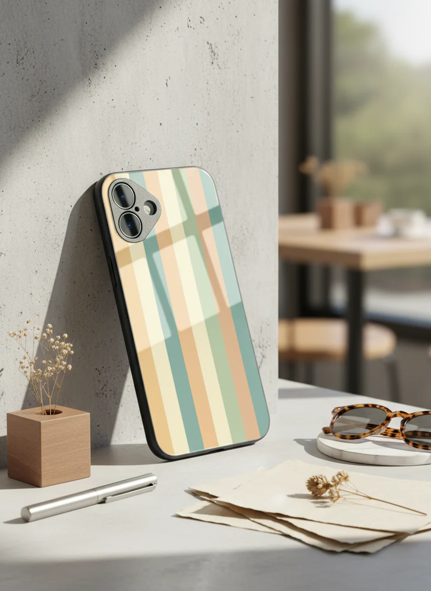 Abstract strips Premium Glass Back Cover For iPhone 11-17 Models - Image 9