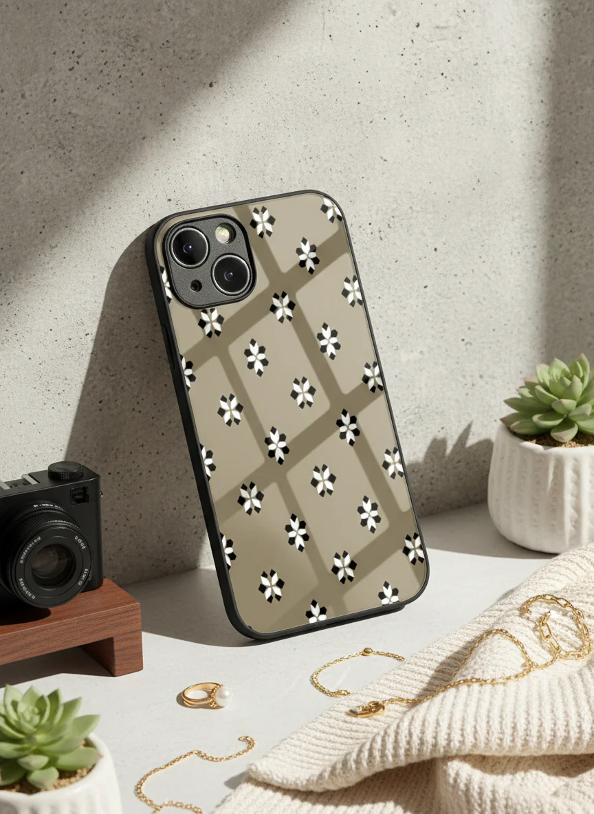 Aesthetic Floral Grid Premium Glass Back Cover For iPhone 11-17 Models - Image 6