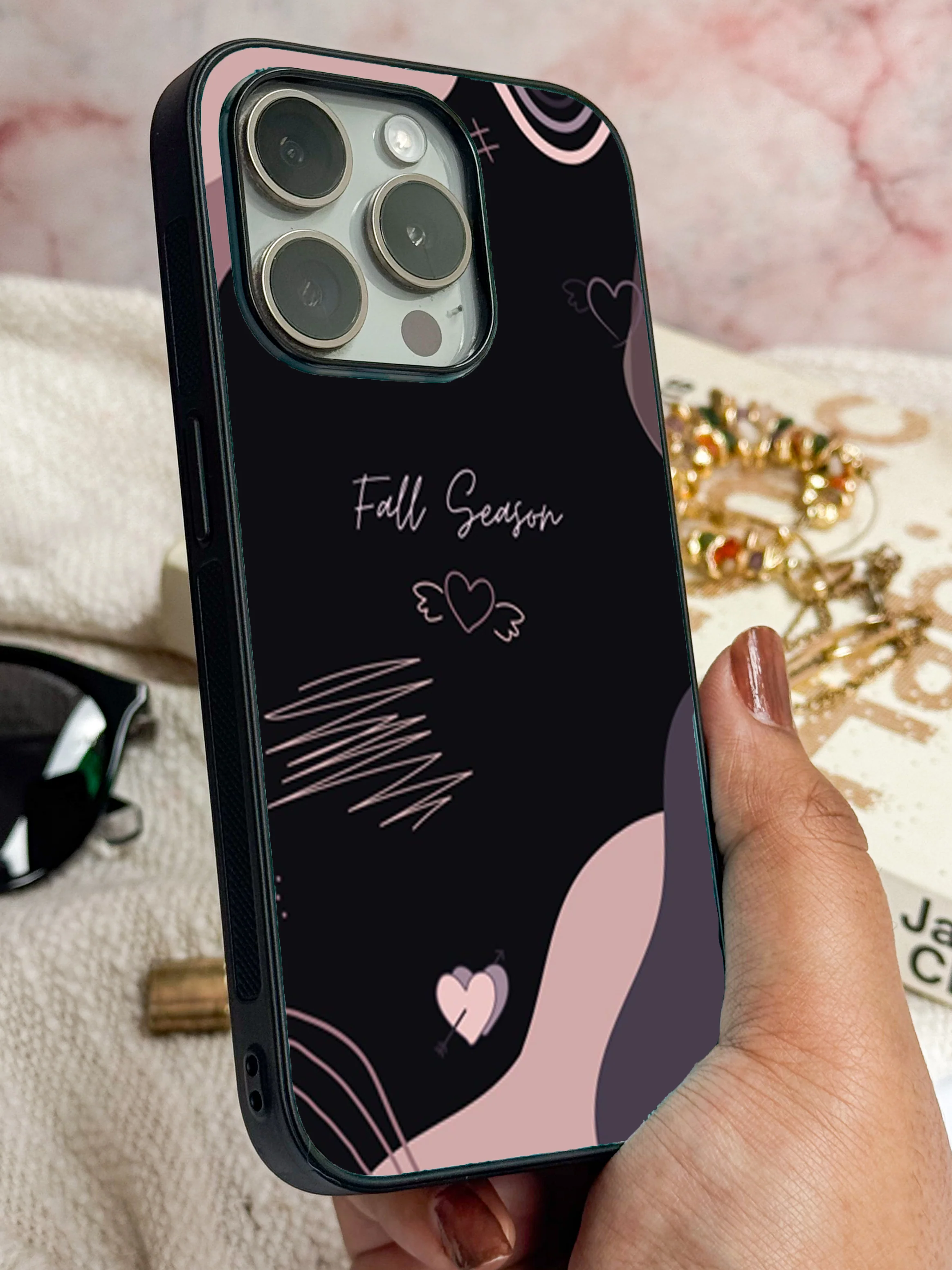 Autumn Hearts Premium Glass Back Cover For iPhone 11-17 Models - Image 14