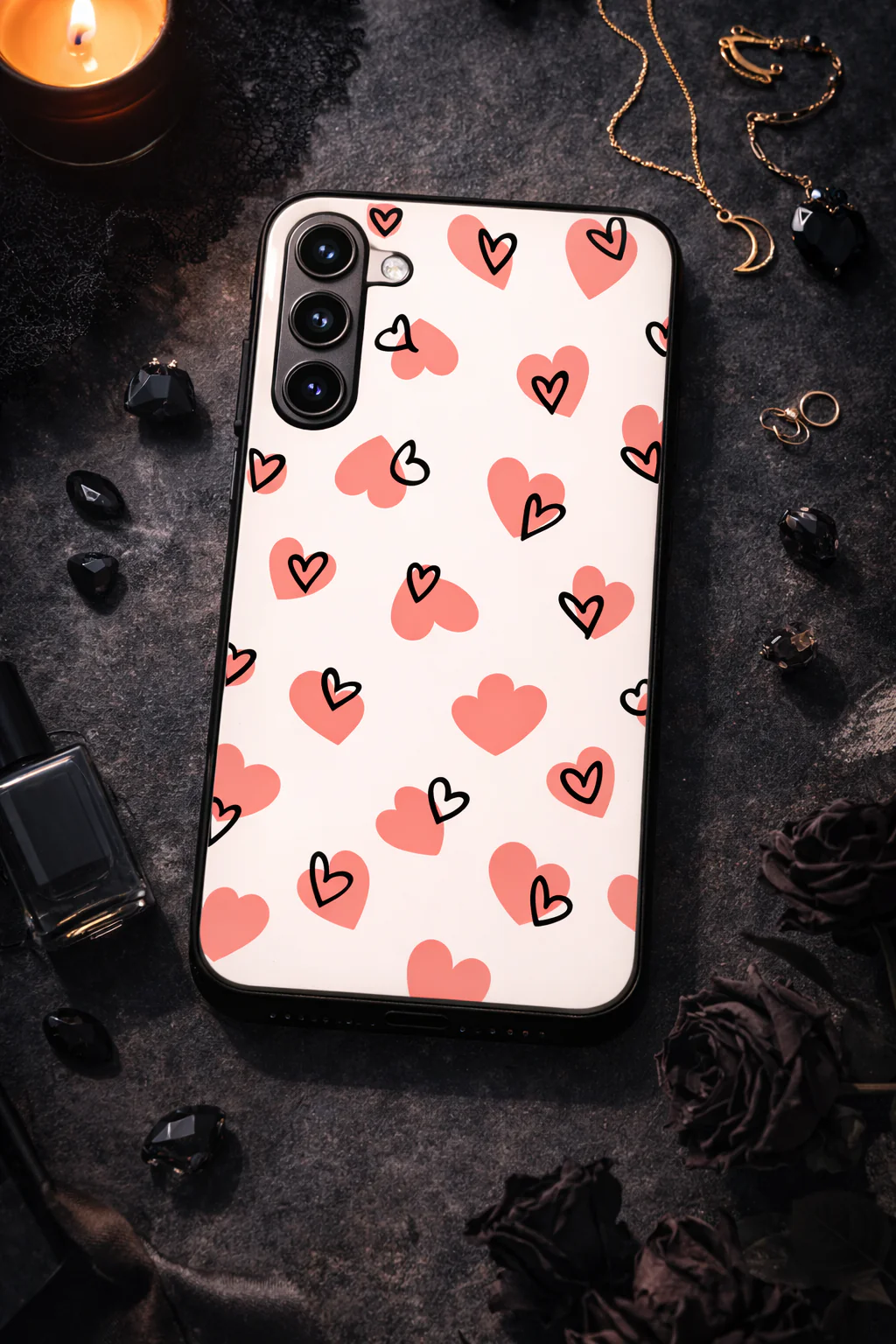 Benji Hearts Premium Glass Back Cover For Galaxy S, A, M & F Series - Image 2