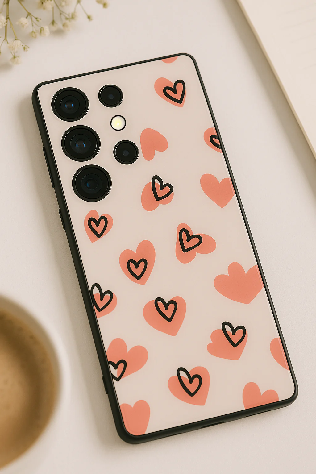 Benji Hearts Premium Glass Back Cover For Galaxy S, A, M & F Series - Image 4