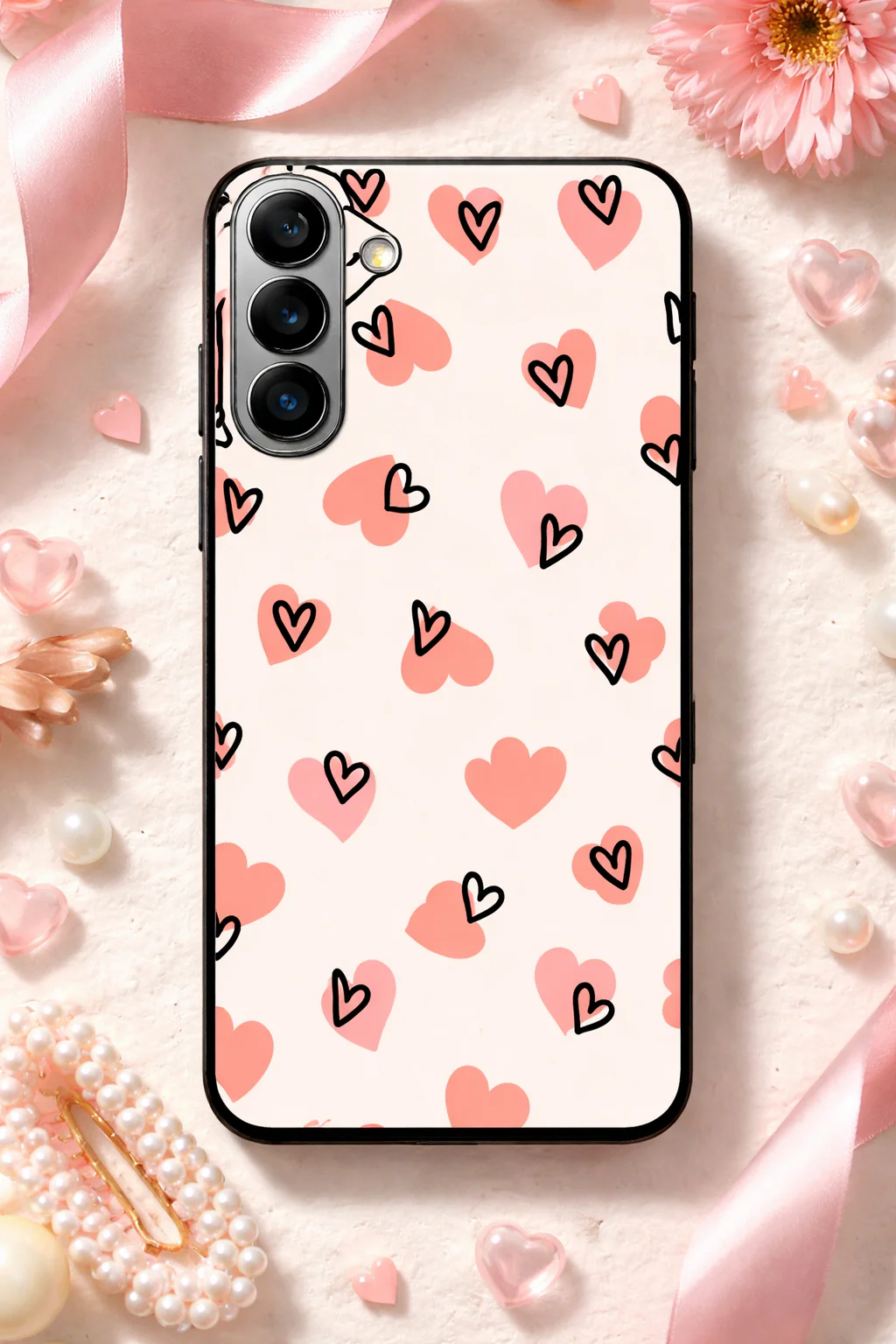 Benji Hearts Premium Glass Back Cover For Galaxy S, A, M & F Series - Image 7