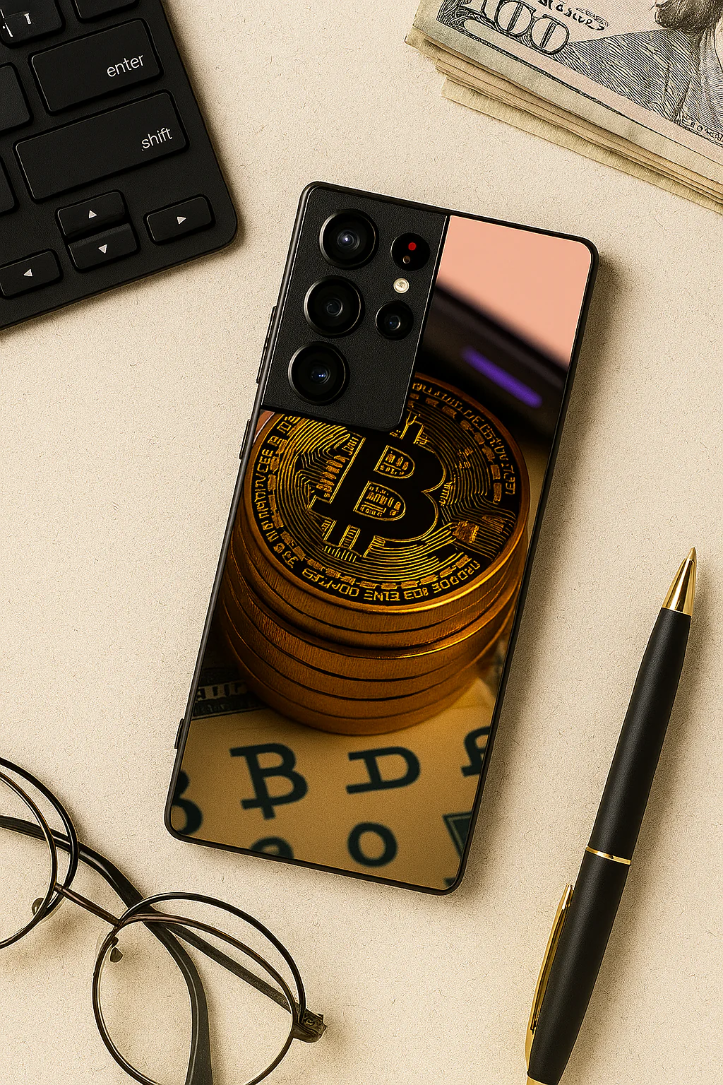 Bitcoin Blaze Premium Glass Back Cover For Galaxy S, A, M & F Series - Image 2