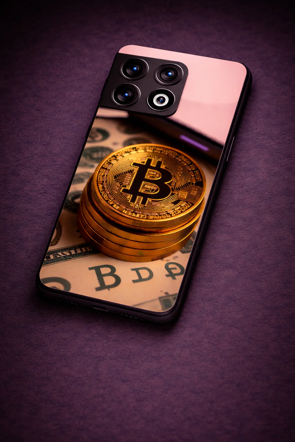 Bitcoin Blaze Premium Glass Back Cover For One Plus 13, 12, 11, 10, Nord Series - Image 2