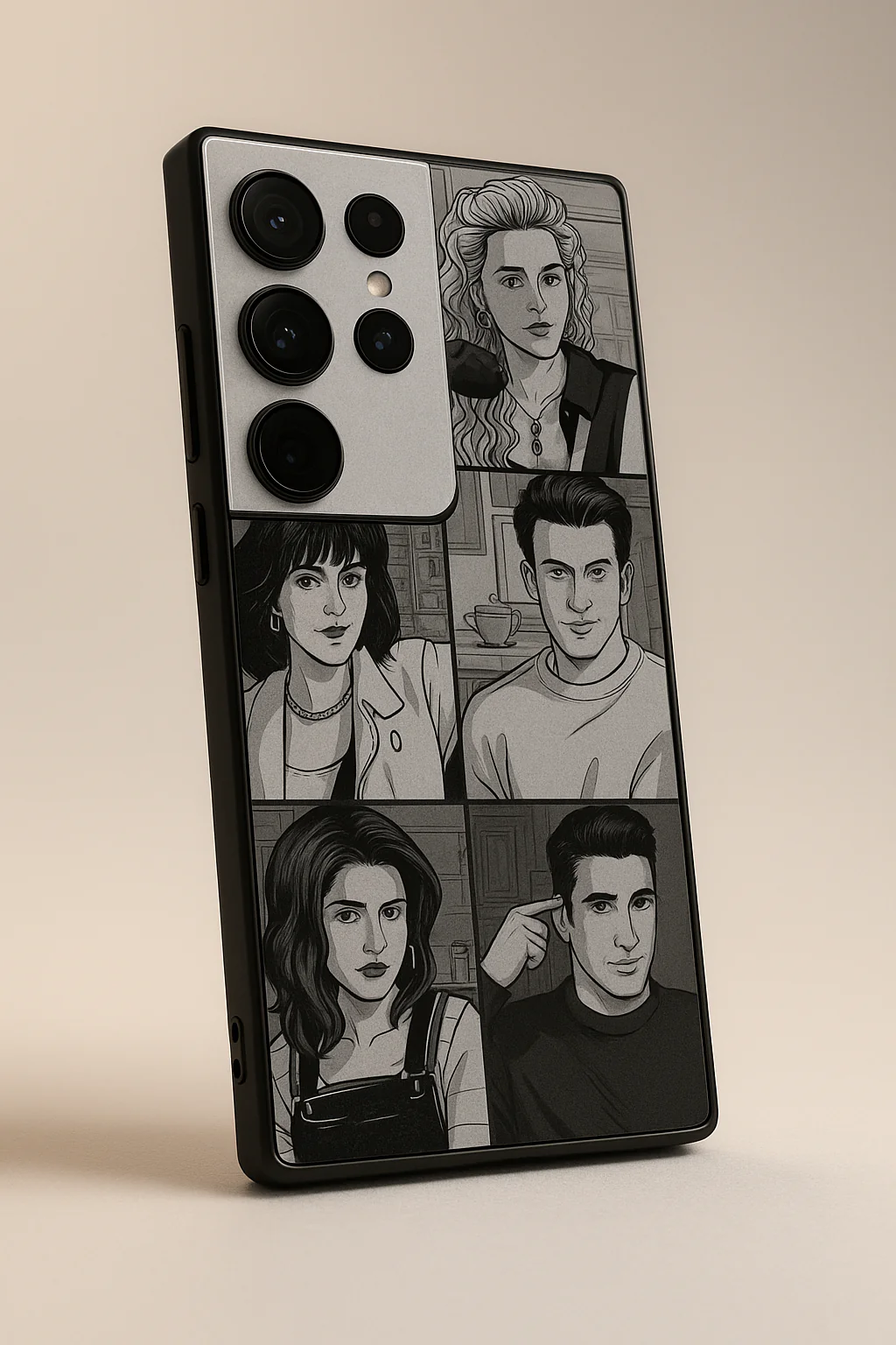 FRIENDS Black & Frame Premium Glass Back Cover For Galaxy S, A, M & F Series - Image 2
