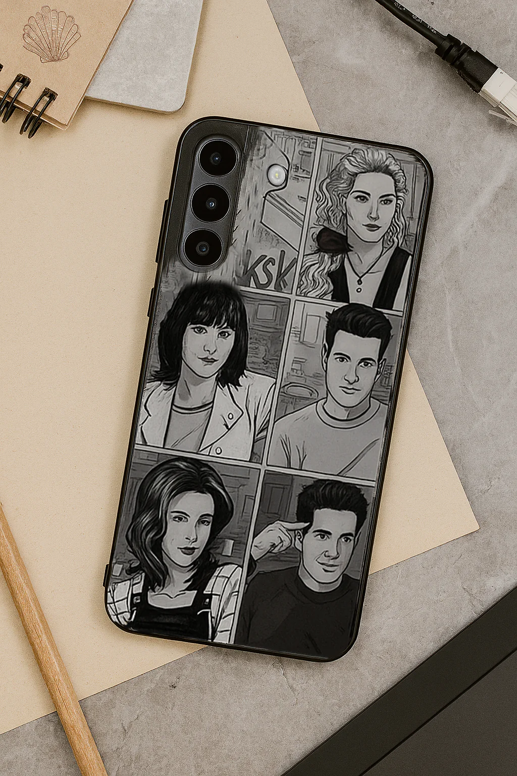 FRIENDS Black & Frame Premium Glass Back Cover For Galaxy S, A, M & F Series - Image 6