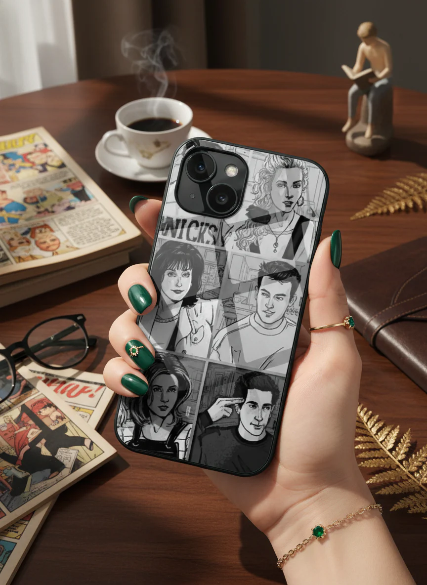 FRIENDS Black & Frame Premium Glass Back Cover For iPhone 11-17 Models