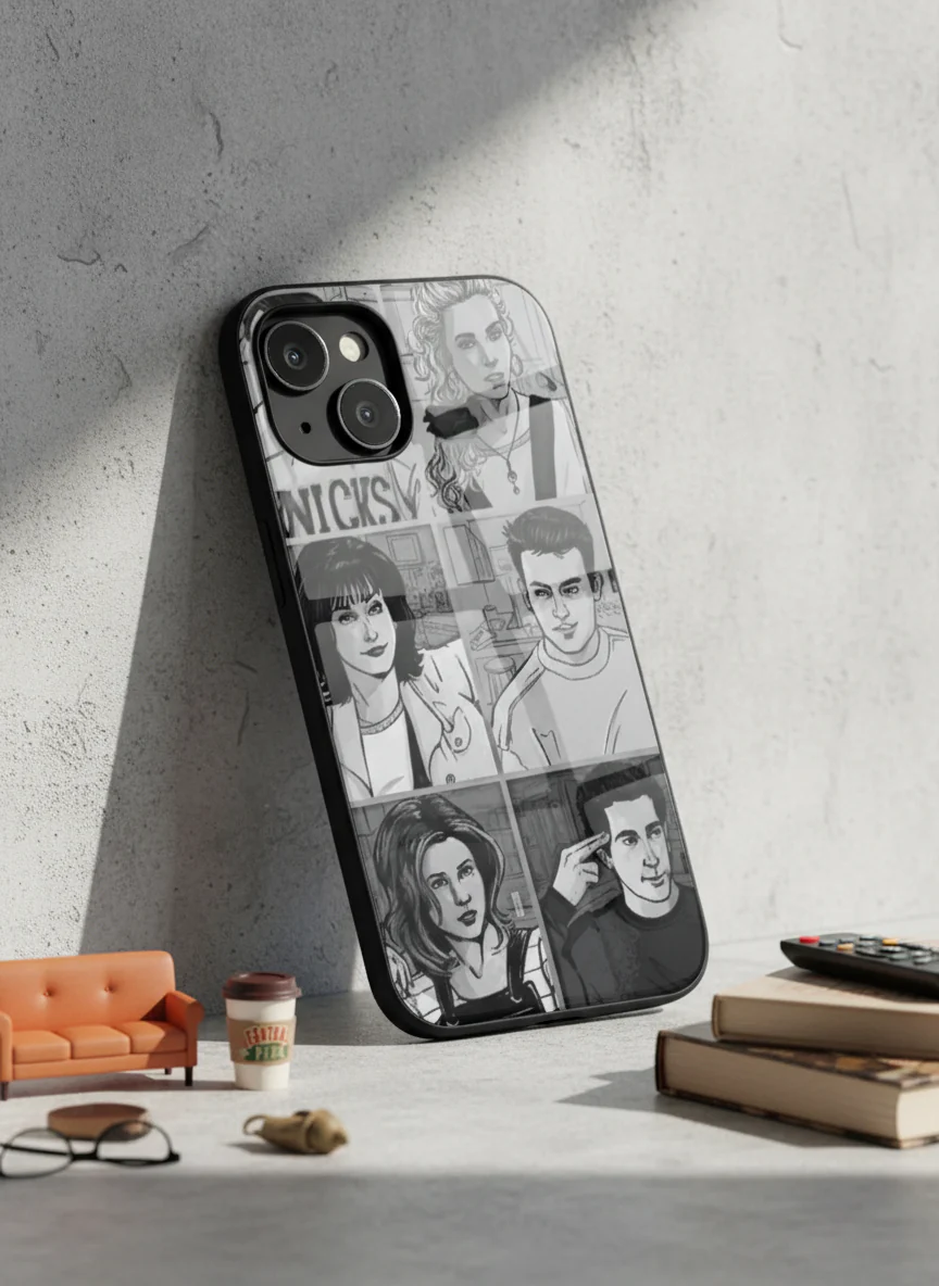 FRIENDS Black & Frame Premium Glass Back Cover For iPhone 11-17 Models - Image 15