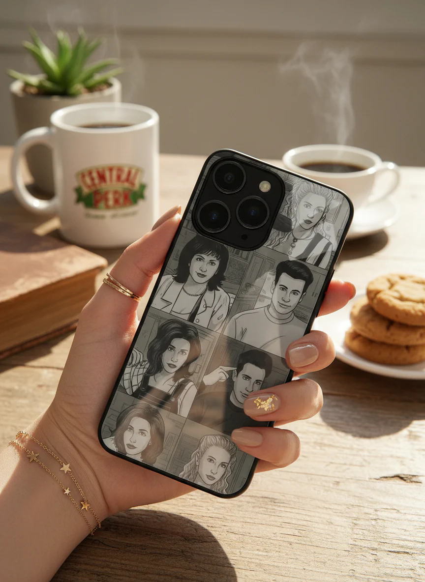 FRIENDS Black & Frame Premium Glass Back Cover For iPhone 11-17 Models - Image 16