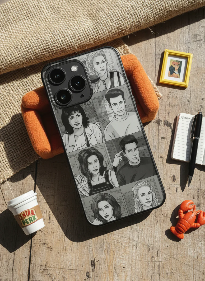 FRIENDS Black & Frame Premium Glass Back Cover For iPhone 11-17 Models - Image 2