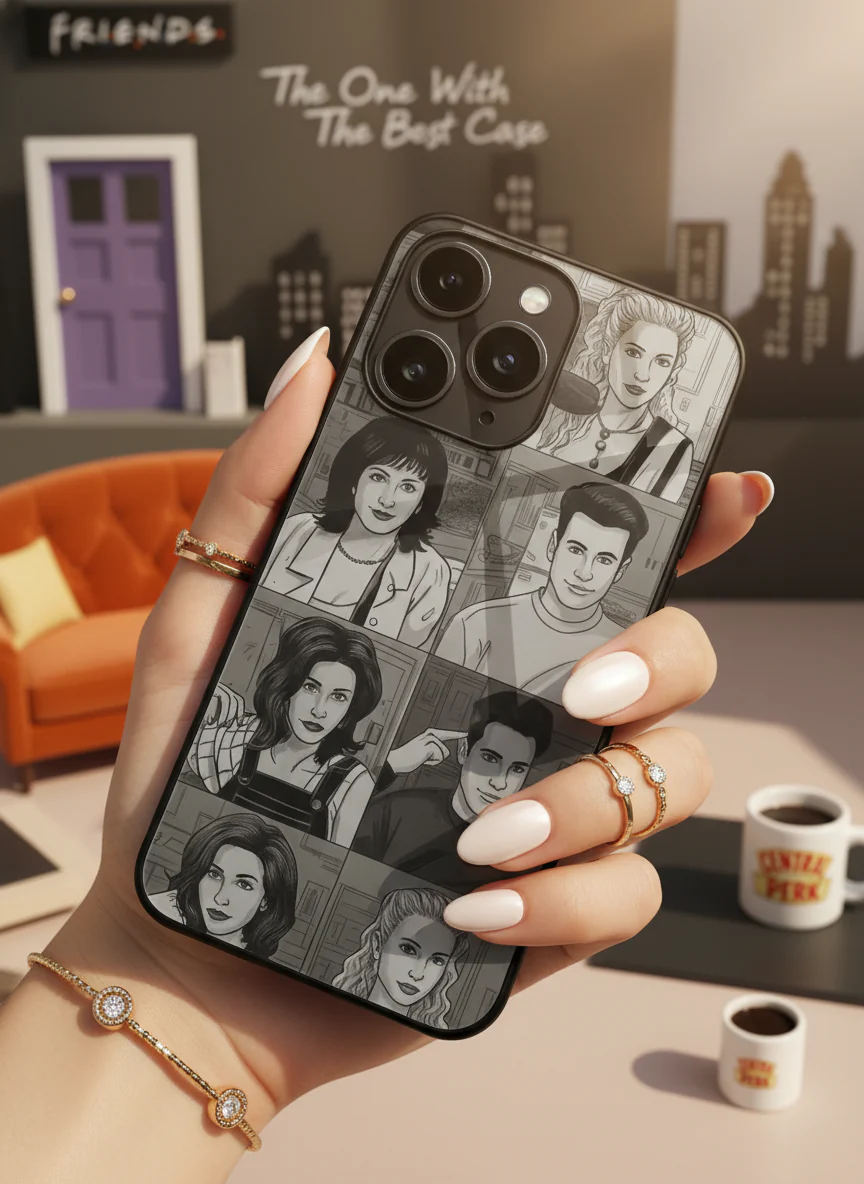 FRIENDS Black & Frame Premium Glass Back Cover For iPhone 11-17 Models - Image 7