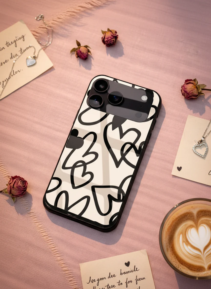 Black Heart Premium Glass Back Cover For iPhone 11-17 Models - Image 2