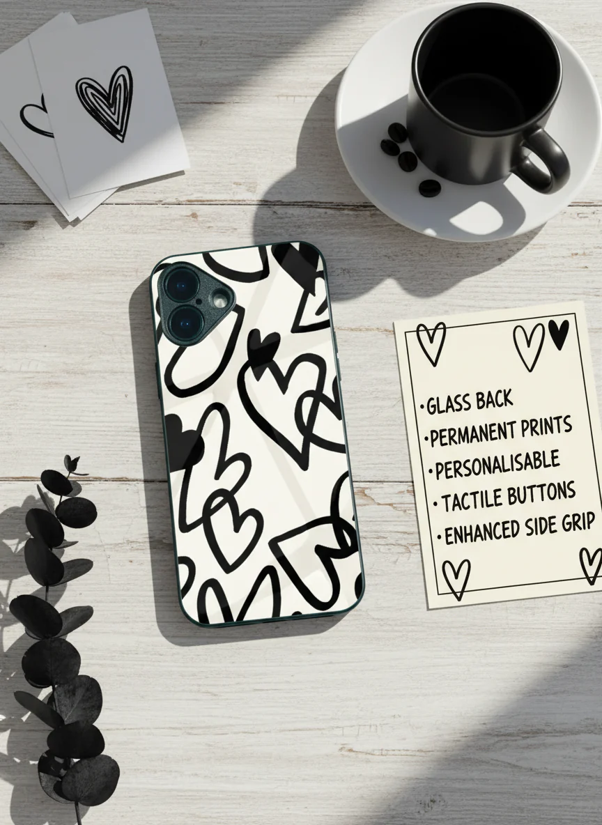 Black Heart Premium Glass Back Cover For iPhone 11-17 Models - Image 8