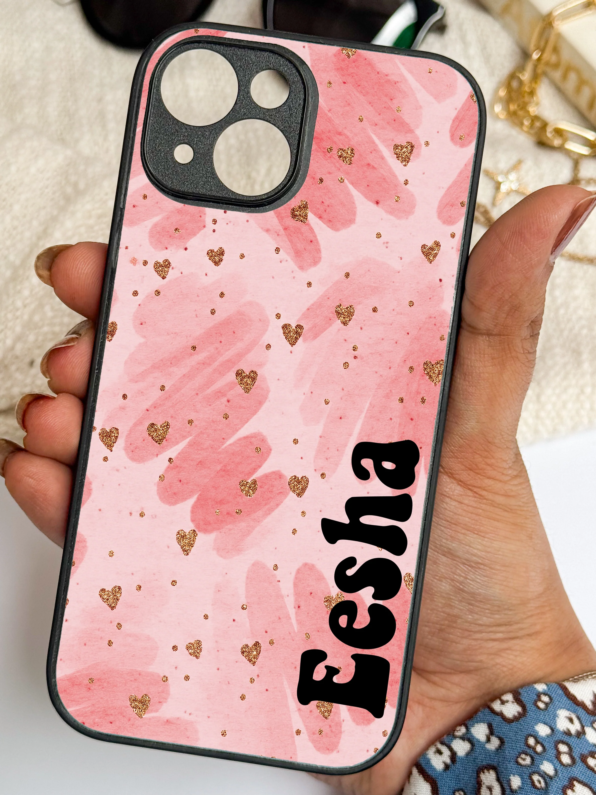 Blush Aura Personalised Name Premium Glass Back Cover For iPhone 11-17 Models - Image 3