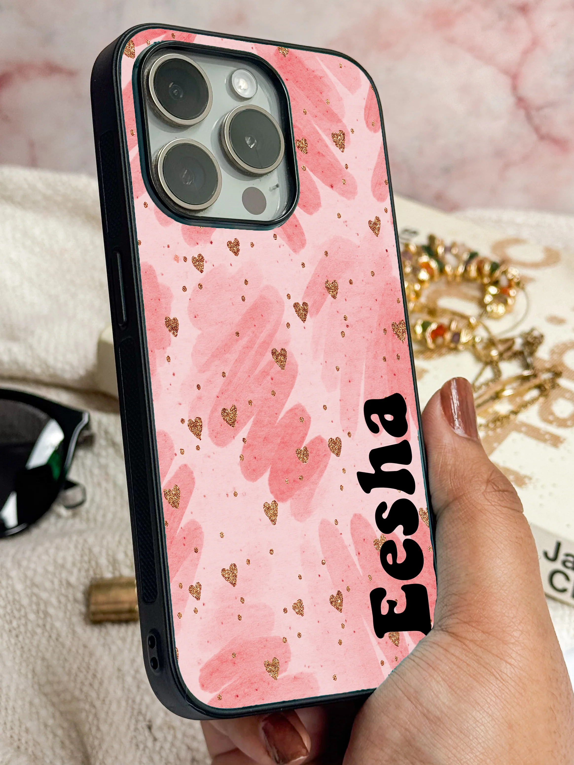 Blush Aura Personalised Name Premium Glass Back Cover For iPhone 11-17 Models - Image 7