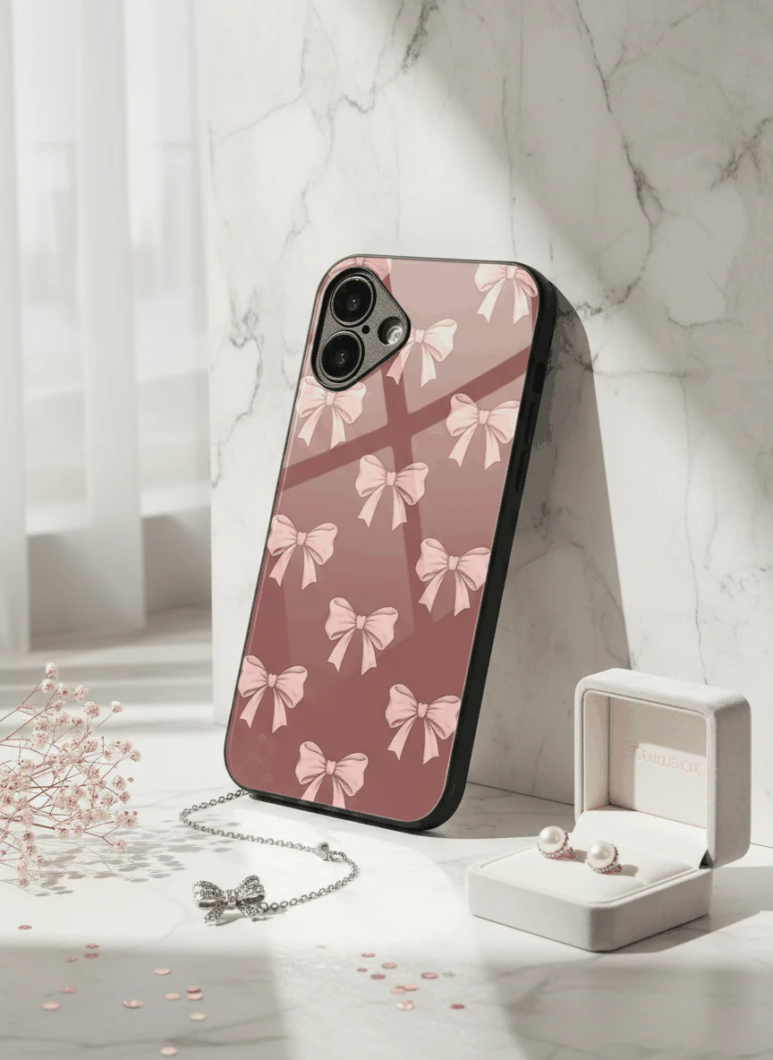 Blush Knots Sketch Premium Glass Back Cover For iPhone 11-17 Models - Image 3
