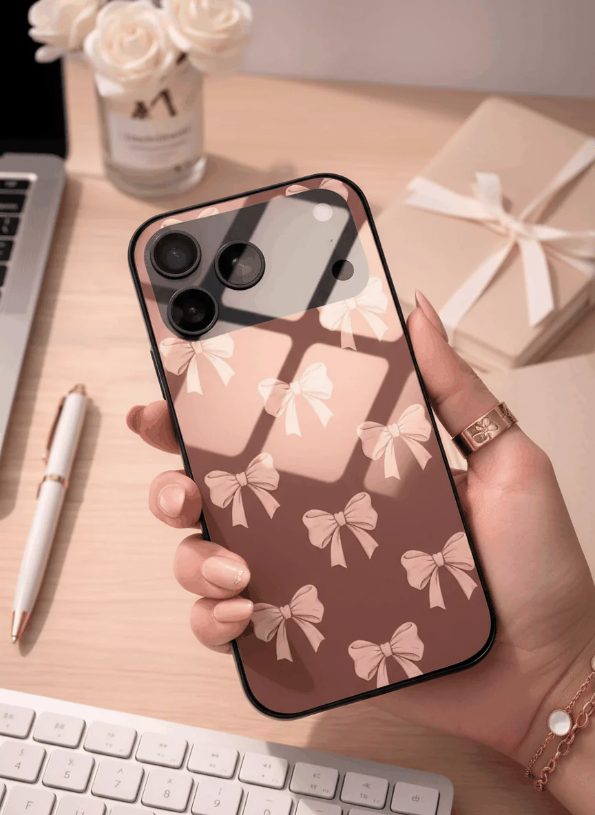 Blush Knots Sketch Premium Glass Back Cover For iPhone 11-17 Models - Image 4
