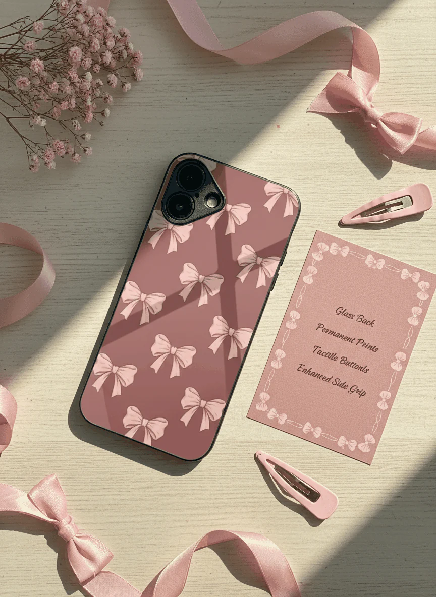 Blush Knots Sketch Premium Glass Back Cover For iPhone 11-17 Models - Image 5