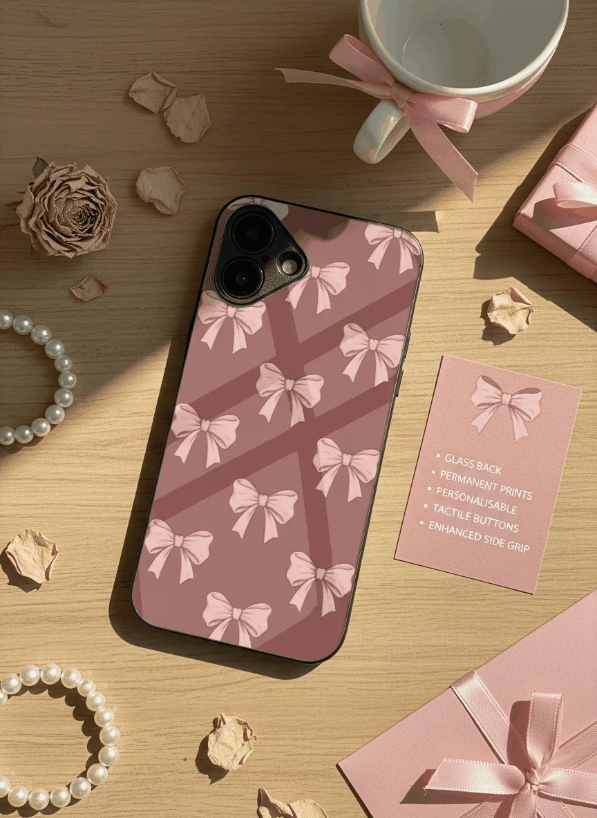 Blush Knots Sketch Premium Glass Back Cover For iPhone 11-17 Models - Image 7