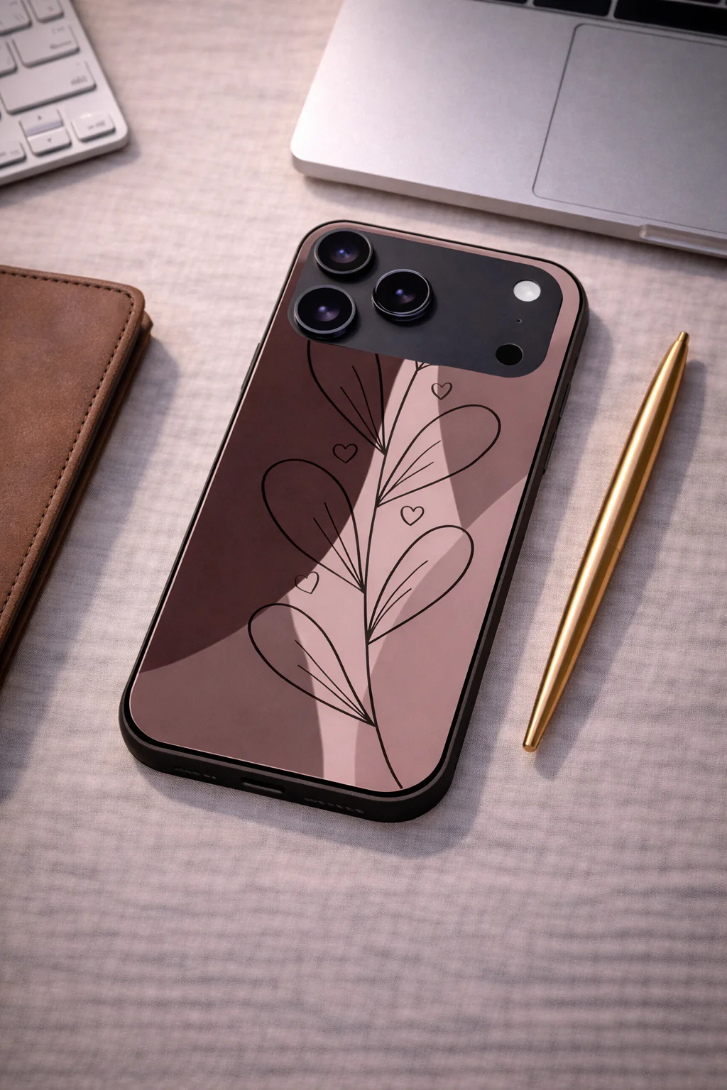 Blushing Petals Premium Glass Back Cover For iPhone 11-17 Models