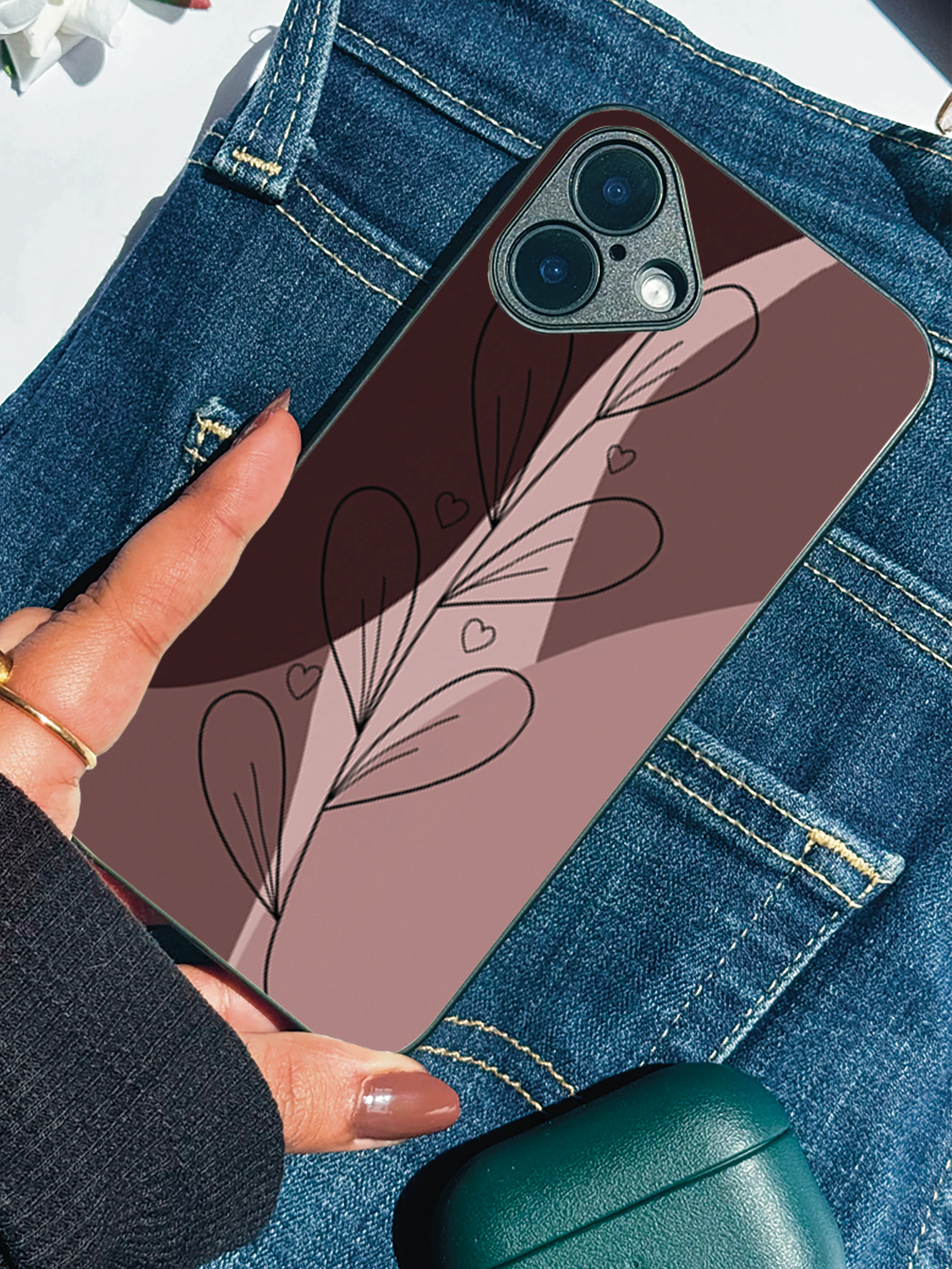 Blushing Petals Premium Glass Back Cover For iPhone 11-17 Models - Image 4