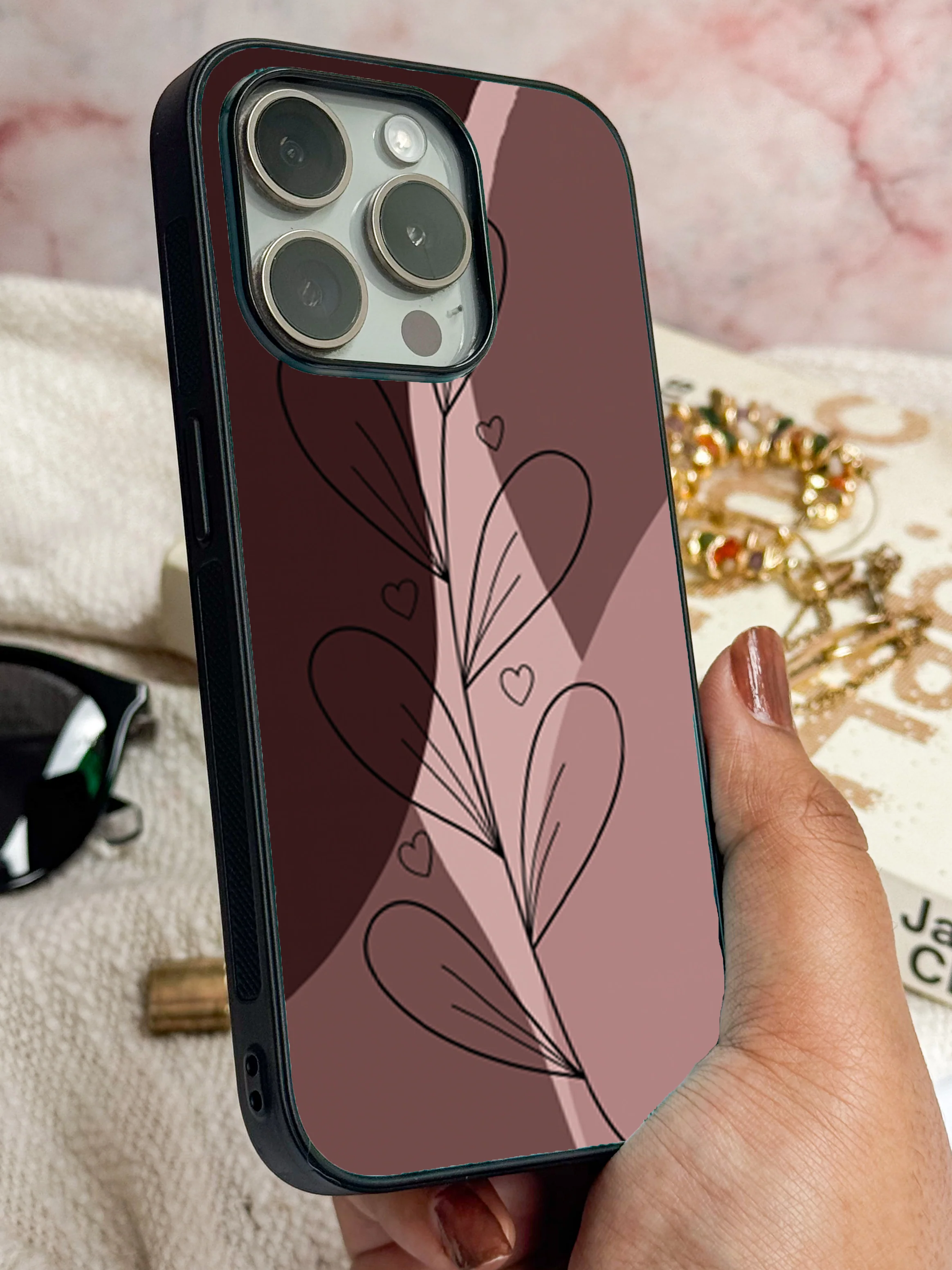 Blushing Petals Premium Glass Back Cover For iPhone 11-17 Models - Image 8