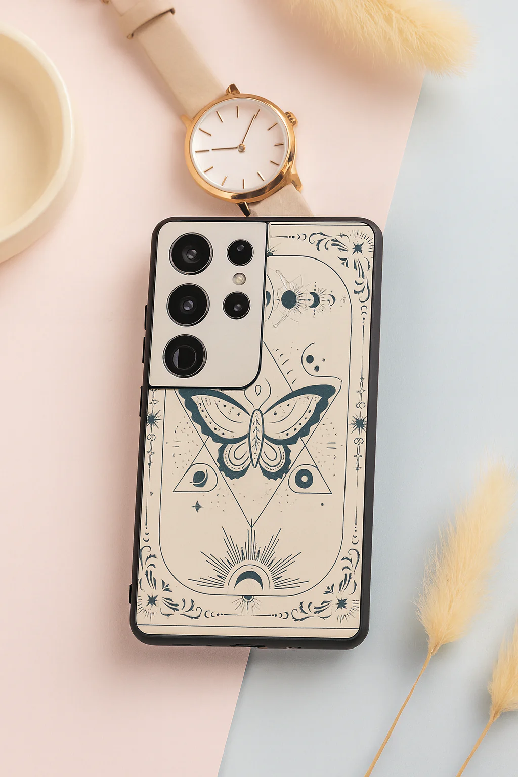 Boho Butterfly Premium Glass Back Cover For Galaxy S, A, M & F Series