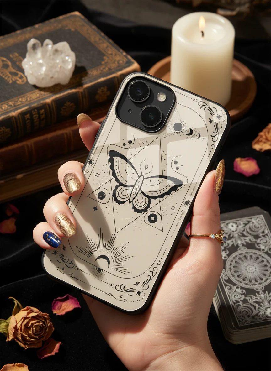 Boho Butterfly Premium Glass Back Cover For iPhone 11-17 Models - Image 10