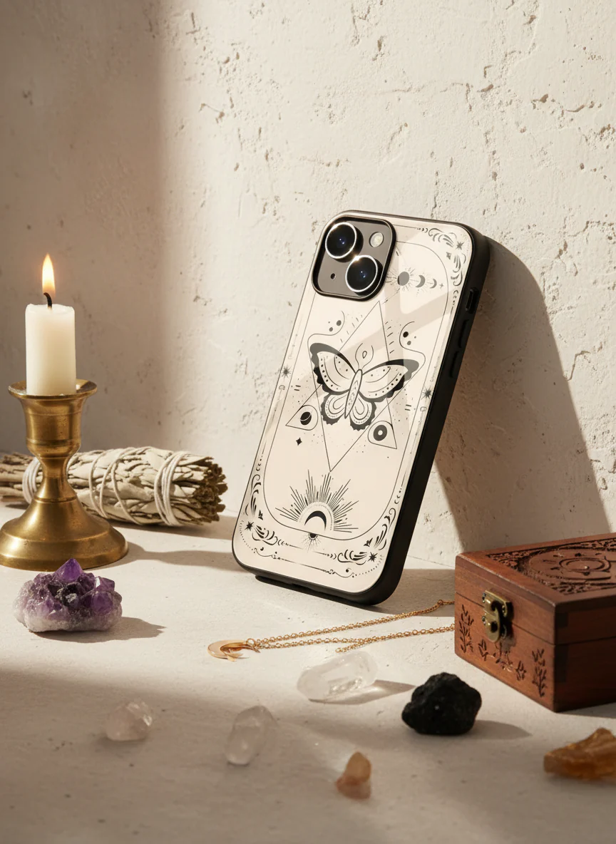 Boho Butterfly Premium Glass Back Cover For iPhone 11-17 Models - Image 12