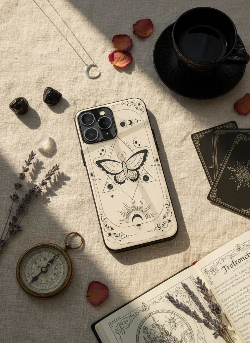 Boho Butterfly Premium Glass Back Cover For iPhone 11-17 Models - Image 2
