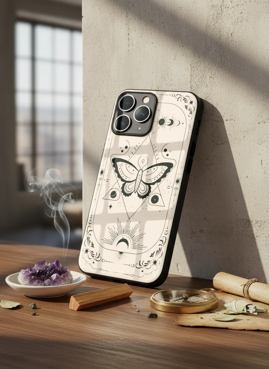 Boho Butterfly Premium Glass Back Cover For iPhone 11-17 Models - Image 3
