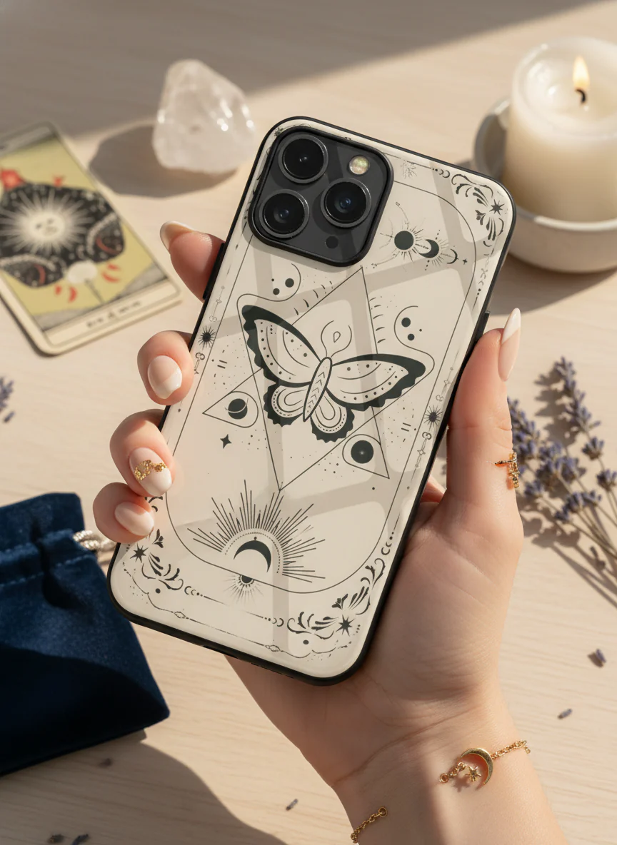 Boho Butterfly Premium Glass Back Cover For iPhone 11-17 Models - Image 7