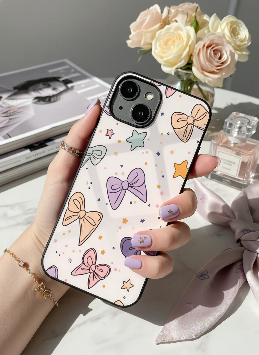 Bow Babe Premium Glass Back Cover For iPhone 11-17 Models