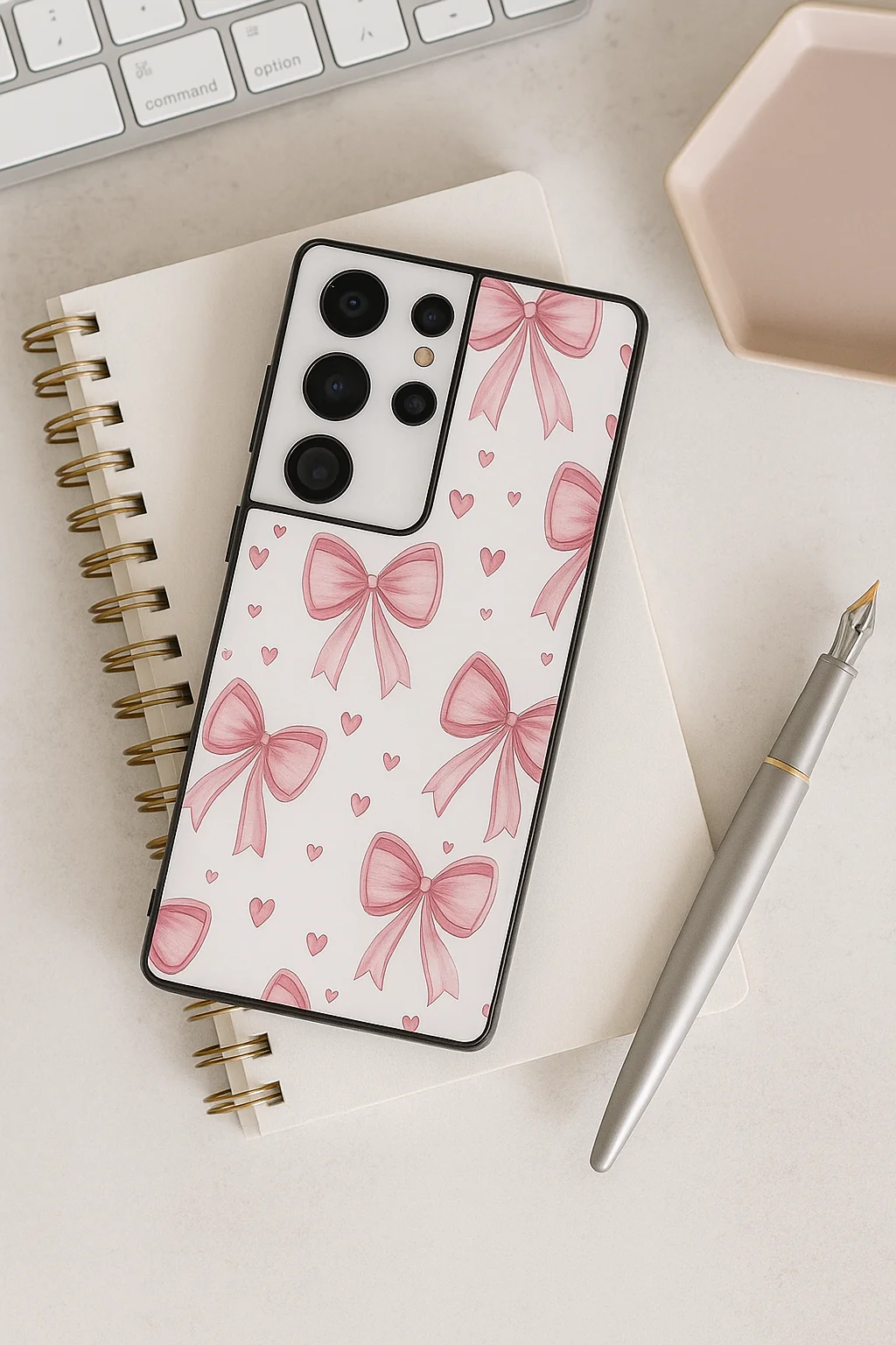 Bow Bliss Premium Glass Back Cover For Galaxy S, A, M & F Series