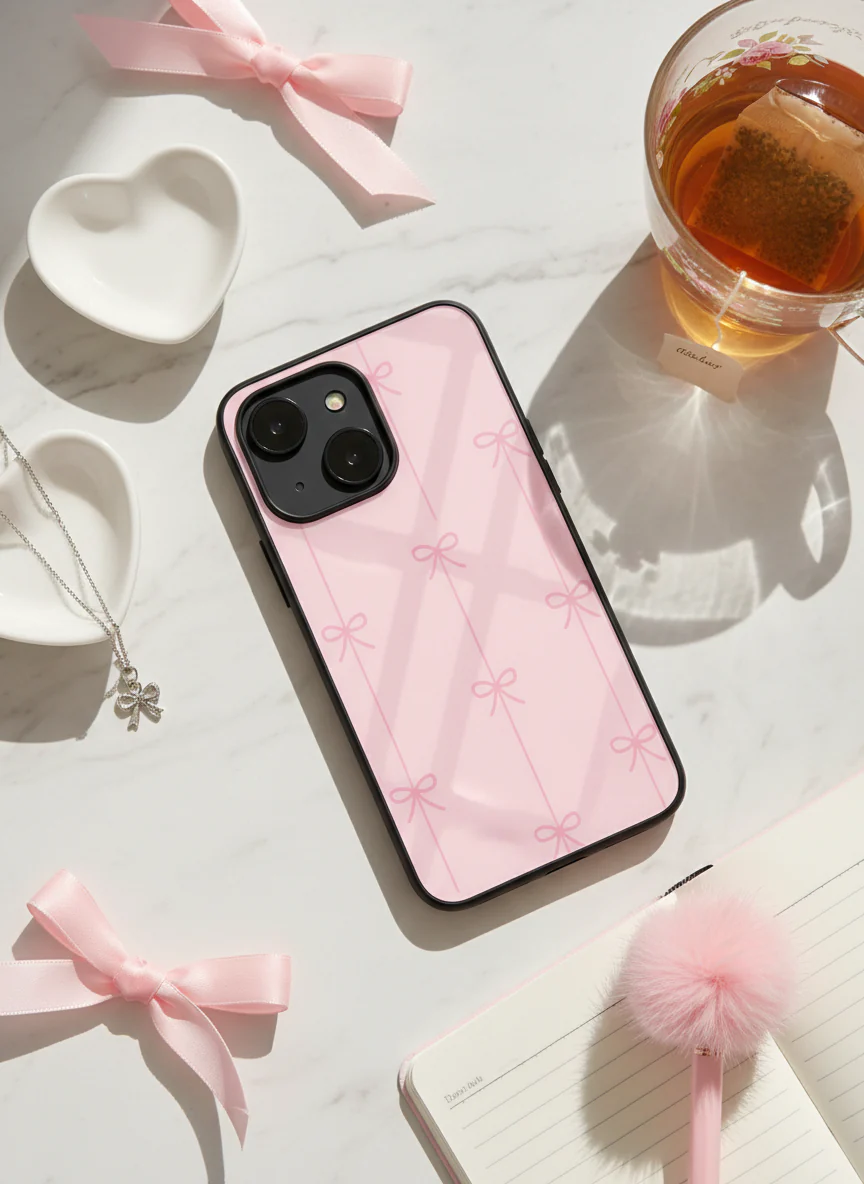 Bows Stripes Premium Glass Back Cover For iPhone 11-17 Models - Image 10