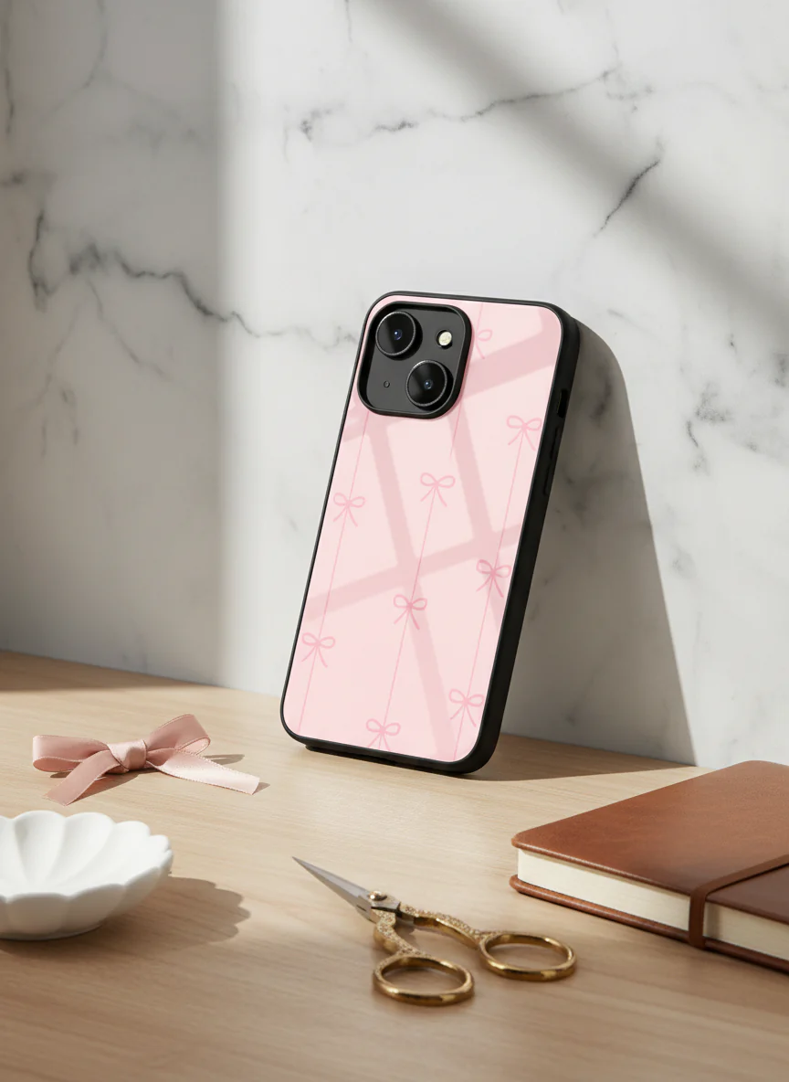 Bows Stripes Premium Glass Back Cover For iPhone 11-17 Models - Image 11