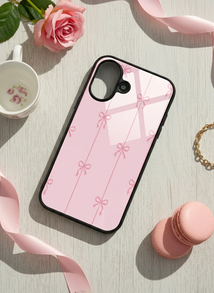 Bows Stripes Premium Glass Back Cover For iPhone 11-17 Models - Image 12