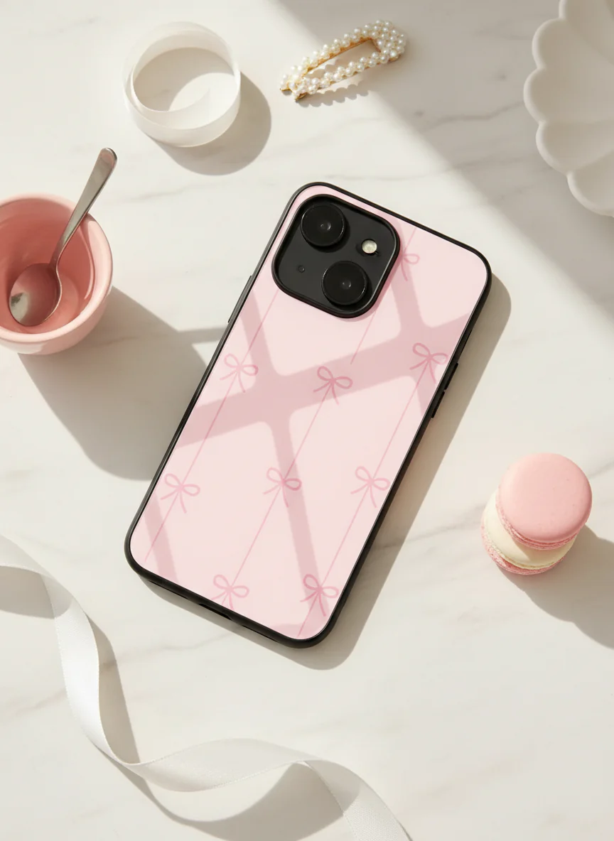 Bows Stripes Premium Glass Back Cover For iPhone 11-17 Models - Image 2