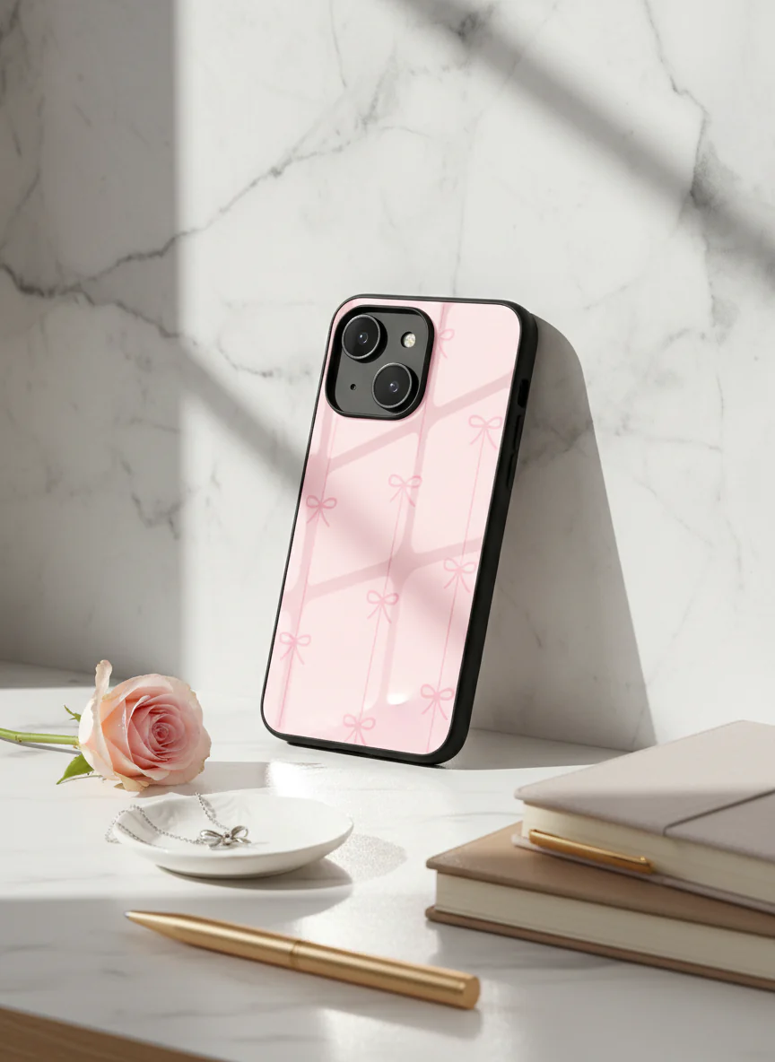 Bows Stripes Premium Glass Back Cover For iPhone 11-17 Models - Image 3