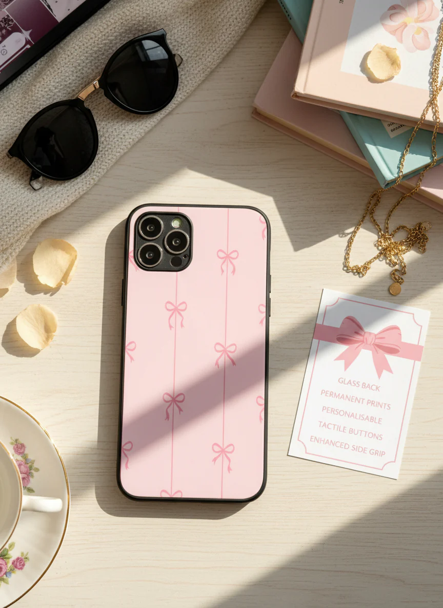 Bows Stripes Premium Glass Back Cover For iPhone 11-17 Models - Image 4