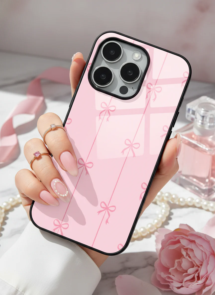 Bows Stripes Premium Glass Back Cover For iPhone 11-17 Models - Image 5